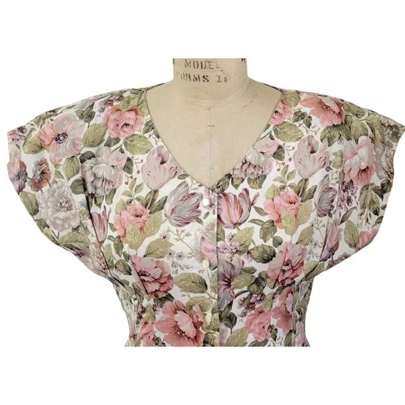 Vintage Garden Party Cottagecore Romantic Floral Dress - Picture 4 of 8